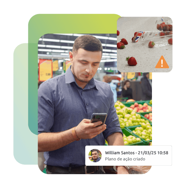 Gerente de supermercado analisa desempenho da unidade pelo celular Gerente de supermercado analisa desempenho da unidade pelo celular