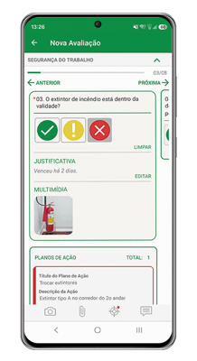 Tela checklist segurança do trabalho com plano de ação Tela checklist segurança do trabalho com plano de ação