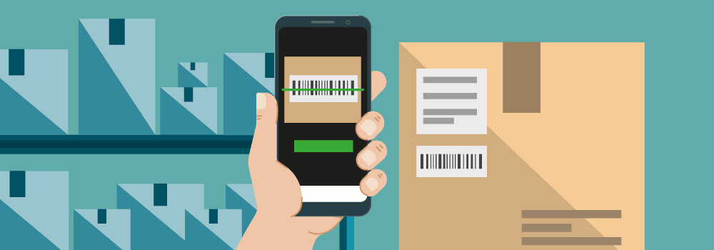 Funcionário recebendo mercadorias escaneando o código de barras