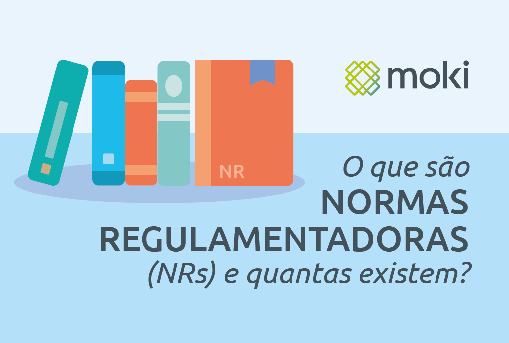 Capa do post sobre Normas Regulamentadoras com ilustrações de livros de normas ao fundo 