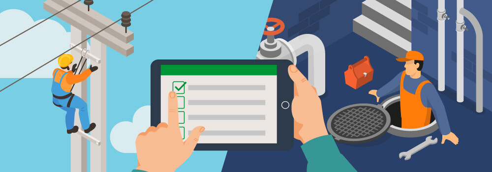 Ilustração de um checklist verificando possíveis riscos para os funcionários